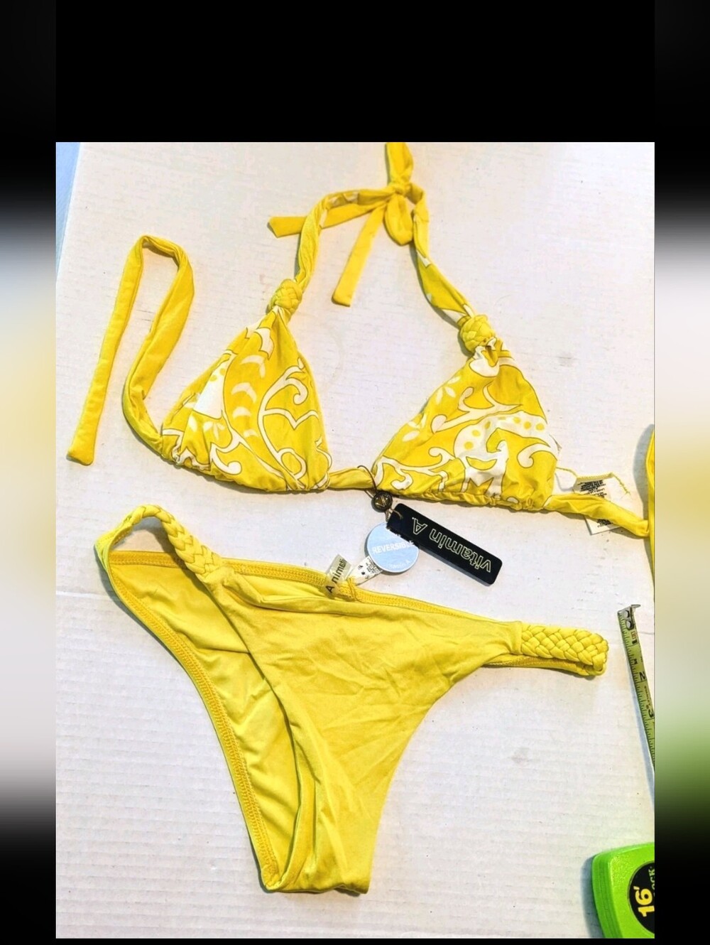 Vitamin A New Reverse Too Cheeky Bikini Size 8 Adjustable Top Braided Bottom